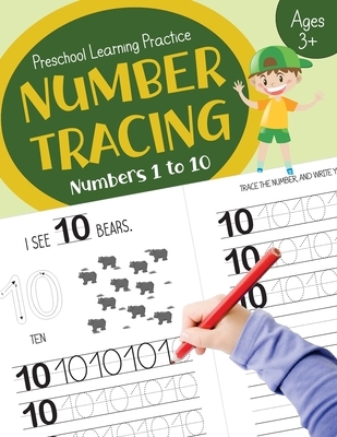 Number Tracing (Numbers 1 to 10): Preschool Learning Worksheets for Toddlers Age 3+
