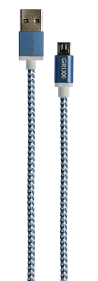 Kabel Grixx Micro Usb Naar Usb 1M Blauw/Wit