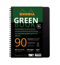 Notitieboek Rhodia Greenbook A5 Lijn 6-Gaats 180 Pagina's 90GR Zwart