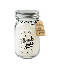 Black White Scented Candle Thank You Wax Glas