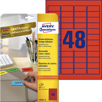 Etiket Avery L6038-20 45.7X21.2MM Rood 960 Stuks