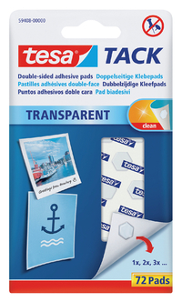 Kleefpads Tesa® Tack Dubbelzijdig Transparant 72 Stuks