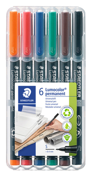 Viltstift Staedtler Lumocolor 313 Permanent S Set À 6 Stuks Assorti
